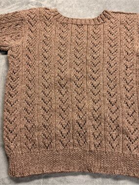 Women's Crew Neck Pointelle Sweater - Brown